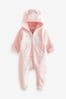 Gap Pink Logo Zip Hooded All in One - Baby (Newborn - 24mths)a