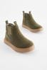Khaki Green Dino Standard Fit (F) Chelsea Boots with Zip Fastening