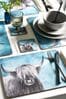 Teal Blue Set of 4 Hamish The Highland Cow Placemats And Coasters