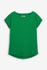 Green Bright Round Neck Cap Sleeve T-Shirt, Regular