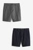 Navy/Charcoal Grey Slim Stretch Chino Shorts 2 Pack, Slim