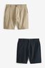Navy/Stone Straight Fit Stretch Chinos Shorts 2 Pack