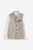 Neutral Brown Grandad Collar Waistcoat And Shirt Royal Set (12mths-16yrs)