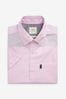 Light Pink Slim Fit Short Sleeve Easy Iron Button Down Oxford Shirt, Slim Fit Short Sleeve