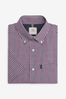 Red/Navy Blue Gingham Check Regular Fit Short Sleeve Easy Iron Button Down Oxford Shirt