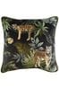 Evans Lichfield Black Jungle Tiger Velvet Polyester Filled Cushion
