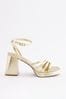 Gold Forever Comfort® Strappy Platform Heel Sandals