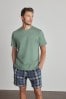 Green/Navy Blue Check Motionflex Cosy Short Pyjamas Set