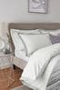 White with Silver Oxford Cotton Rich Oxford Duvet Cover and Pillowcase Set, Oxford