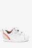 White Leather Wide Fit (G) First Walker Rainbow Trainers, Wide Fit (G)
