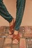 Tan Brown Regular/Wide Fit Forever Comfort® Crossover Leather Sandals, Regular/Wide Fit