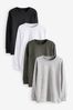 Black/White/Grey Long Sleeve Cosy T-Shirts 4 Pack (3-16yrs)