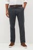 Navy Blue Slim Printed Belted Soft Touch Chino Trousers, Slim