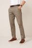 Grey Printed Belted Soft Touch Chino Trousers, Straight Fit