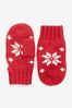 The Little Tailor Childrens Red Christmas Snowflake Fairisle Mittens Gloves