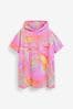 Pink Oversized Short Sleeved Towelling Poncho
