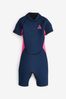 Short Sleeve Navy Blue/Pink 3mm Neoprene Wetsuit (1-16yrs)