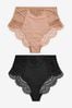 Black/Nude High Rise Tummy Control Lace Knickers 2 Pack