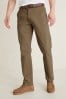 Tan Slim Belted Soft Touch Chino Trousers, Slim