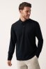 Black Long Sleeve Jersey Polo Shirt