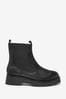 Black Extra Wide Fit Forever Comfort® Leather Chunky Sole Chelsea Boots