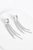 Sparkle Square Cupchain Statement Earrings