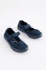 Navy Blue Standard Fit (F) Butterfly Embroidered Plimsolls, Standard Fit (F)