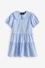 Blue Cotton Rich School Gingham Tiered Pretty Collar Dress Core (3-14yrs)