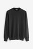 Schwarz - Regular Pullover aus reiner Baumwolle