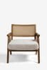 Bronx Wood Effect, Contemporary Linen Natural Abel Wooden Rattan Accent Chair