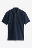 Navy Blue Geo Flocked Polo Shirt