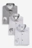 Grey Slim Fit Single Cuff Crease Resistant Single Cuff Shirts 3 Pack, Slim Fit Single Cuff