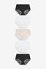 Black/White/Nude Midi Lace No VPL Brazilian Briefs 5 Pack