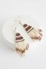 Neutral Beaded Fringe Earrings