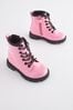 Pink Warm Lined Lace-Up Boots