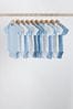 Blue 10 Pack Plain Baby Bodysuits, 10 Pack