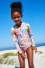 Purple Floral Long Sleeved Swimsuit (3-16yrs)