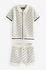 White/Black Knit 3al Shirt And Shorts Set (3mths-10yrs)