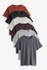 Brown/Rust/Black/Ecru Marl/Slate/Silver T-Shirts 6 Pack, Regular Fit