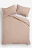 Natural Beige Cotton Rich Plain Duvet Cover and Pillowcase Set