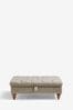 Buttoned Chunky Weave Mid Natural Albury Medium with Storage Footstool, Medium with Storage