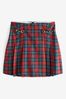 Red Mini Pleated Kilt Skirt, Regular