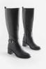 Black Forever Comfort® Buckle Detail Knee High Boots