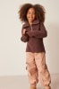Schokoladenbraun - Kastiger Pullover mit kurzem Reißverschluss (3-16yrs)