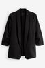 Black Relaxed Ruched Sleeve Blazer