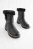 Black Regular/Wide Fit Forever Comfort® Faux Fur Lined Buckle Detail Boots