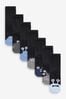 Black/Blues Monsters Cotton Rich Cushioned Socks 7 Pack
