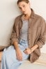 Camel Brown Corduroy Long Sleeve Shacket