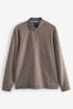 Neutral Brown Textured Long Sleeve JOHN Polo Shirt