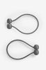 Charcoal Grey Magnetic Curtain Tie Backs Set of 2